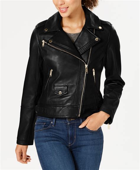 michael kors leather jacket at macy's|Michael Kors jackets sale.